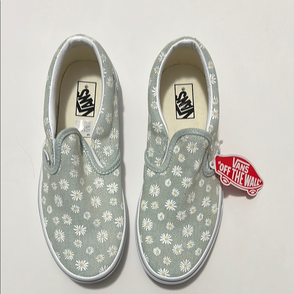 Vans Kids Slip-On Sneakers - Green Daisy Print